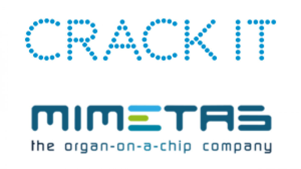 The CRACK IT and MIMETAS, an organ-on-a-chip company logos together