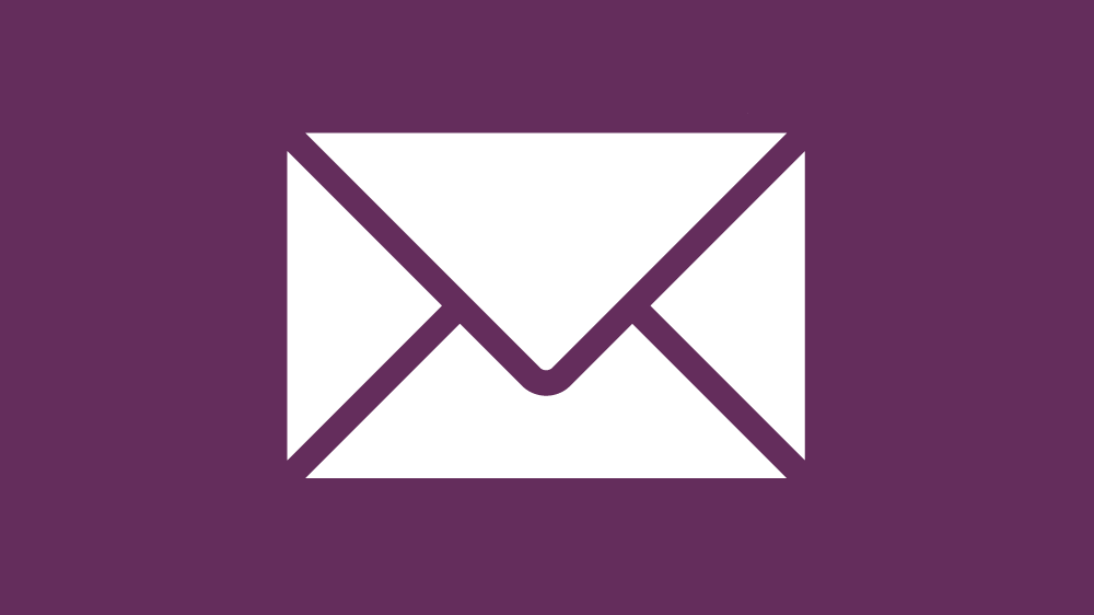 A white icon of an envelope on a purple background.