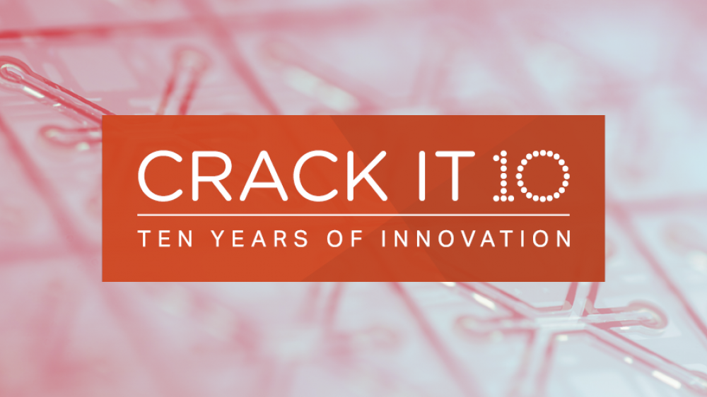 The CRACK IT 10 logo superimposed over a photo of a plate of nephrotoxicity chips