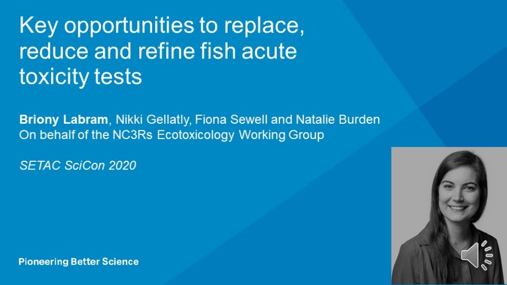 Webinar title slide: Key opportunities to replace, reduce and refine fish acute toxicity tests