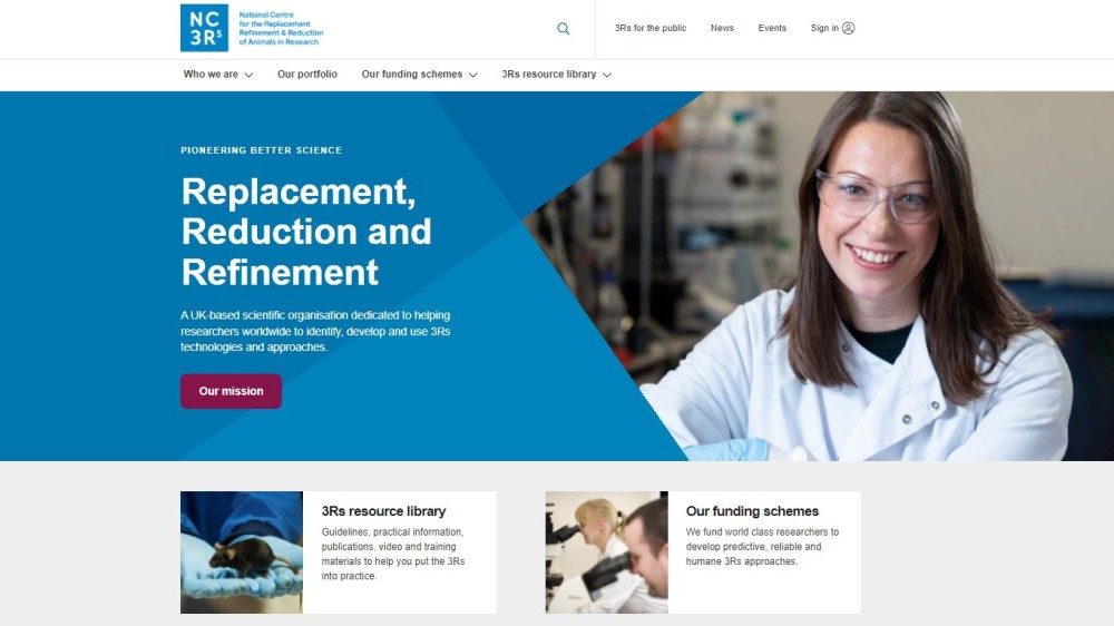 Screenshot of NC3Rs homepage - Launch January 2022