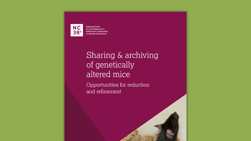 The front cover of the "Sharing & archiving of genetically altered mice" document on a green background.