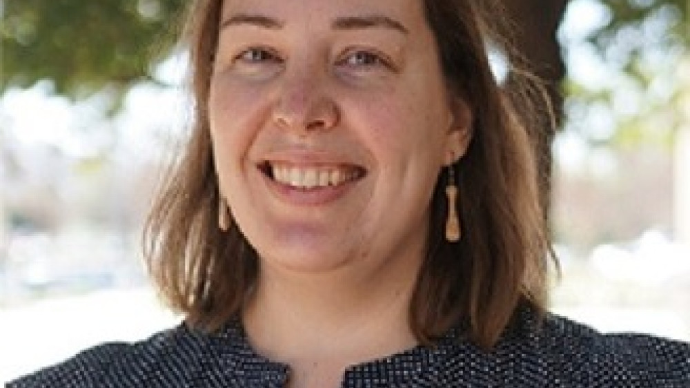 A headshot of Dr Lisa Wagar. She has shoulder length brown hair, is wearing a dark blue blouse and smiling at the camera.