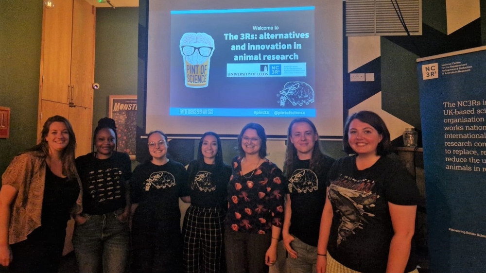 Staff and scientists at a Pint of Science public engagement event.