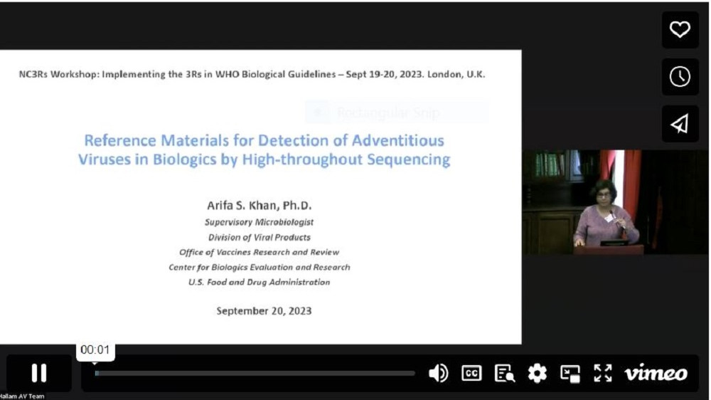 2023 WHO Workshop - Reference standards Reference materials for detection of adventitious viruses by high throughout sequencing – Arifa Khan, FDA