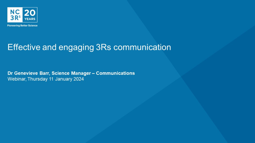 Presentation cover slide titled 'Effective and engaging 3Rs communication'