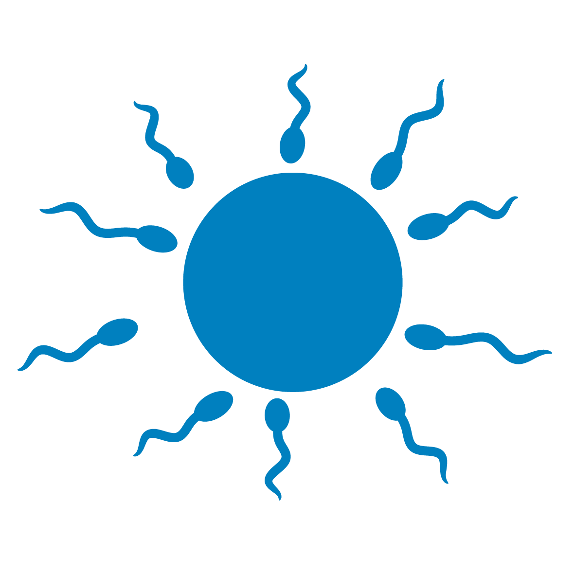 A graphic of a sperm and egg ultramartine