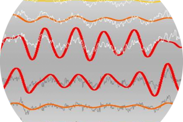 Drawing of red and orange EEG waves