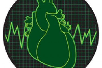 A green graphic of a heart with a pulse signal behind it.