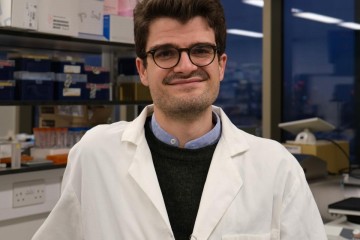 Dr Jean-Francois Darrigrand in a white lab coat